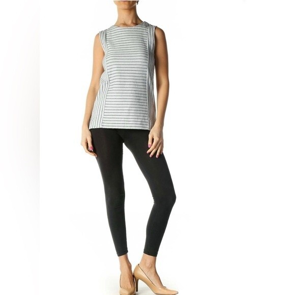 J. Crew Factory Tops - J.Crew Factory Blue/Gray Striped Tank Blouse 100% Cotton Size Medium